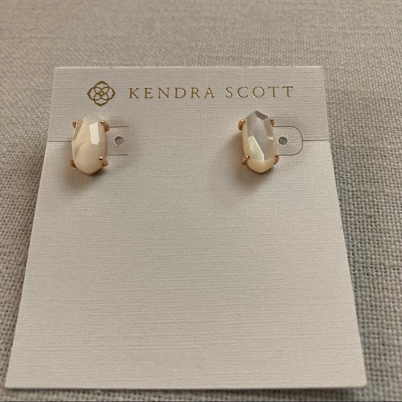 Kendra Scott Betty Stud Earrings White Ivory Mother of Pearl Rose Gold $60 NWT - Picture 6 of 14